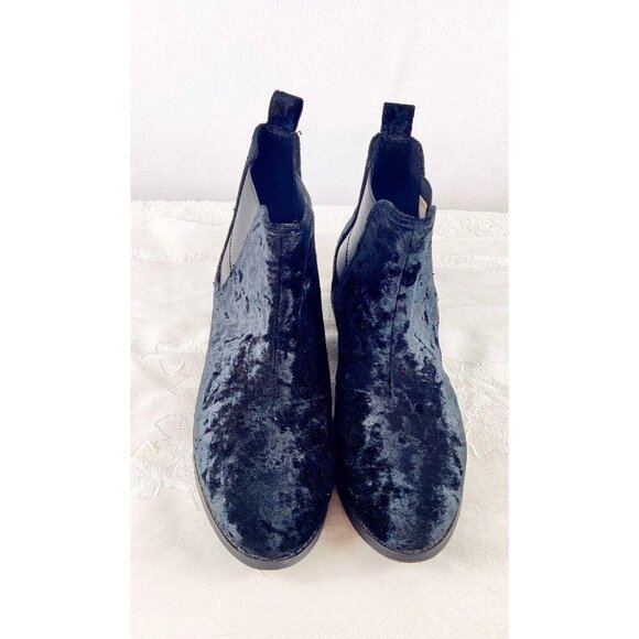 Black Velvet Bootie by Toms Pull-On Chelsea Ankle Boots Flat Slip Resistant Sz8W - Picture 3 of 11